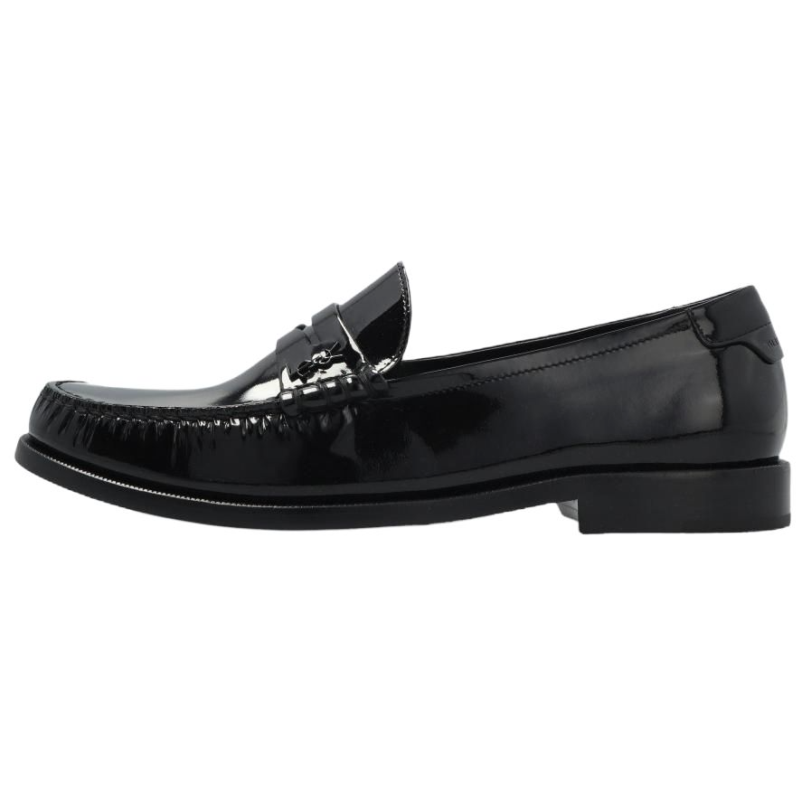 SAINT LAURENT Penny Patent Leather Loafers Women's Black