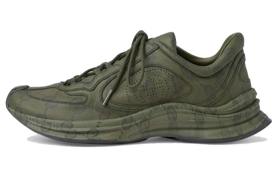 GUCCI RUN Leather Low top Casual Shoes Men's Green