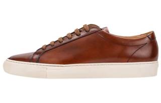 LOAKE Top Grain Cow Leather Lace Up Low top Skateboard Shoes Men's Brown