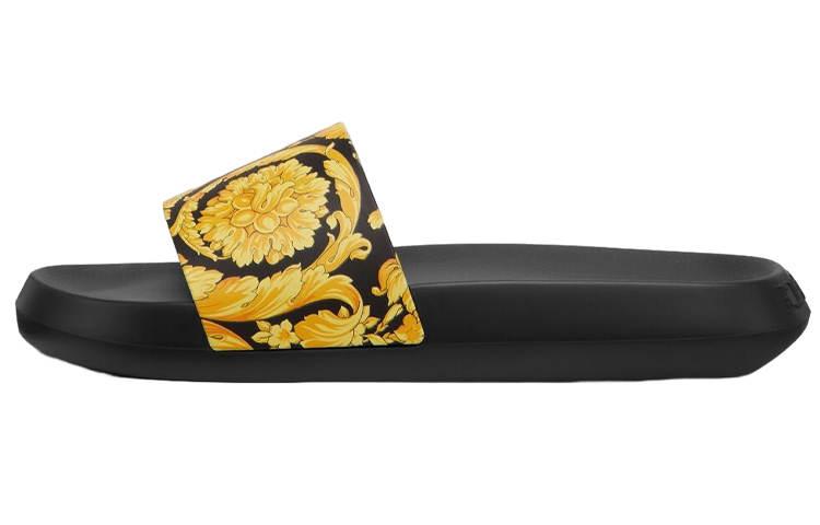VERSACE VERSACE Baroque Pool Slide Black Gold