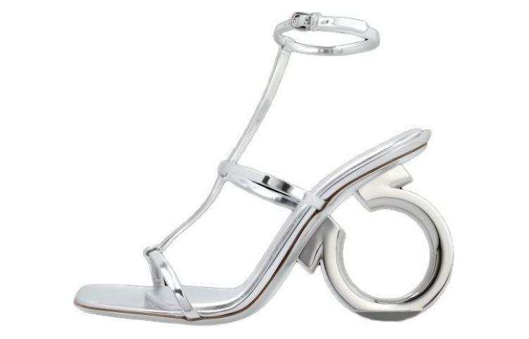 Ferragamo FERRAGAMO Elina 105mm Metallic-finish Sandals