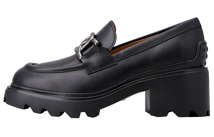 TOD'S Logo Buckle Almond Toe Loafers Women's