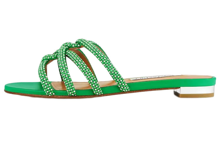 AQUAZZURA Crystal-embellished Flat Mules