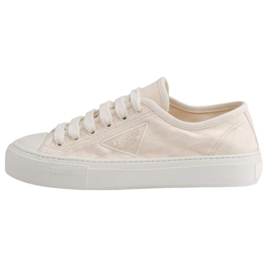 PRADA Abrasion Resistant Low top Skateboard Shoes Women's Beige