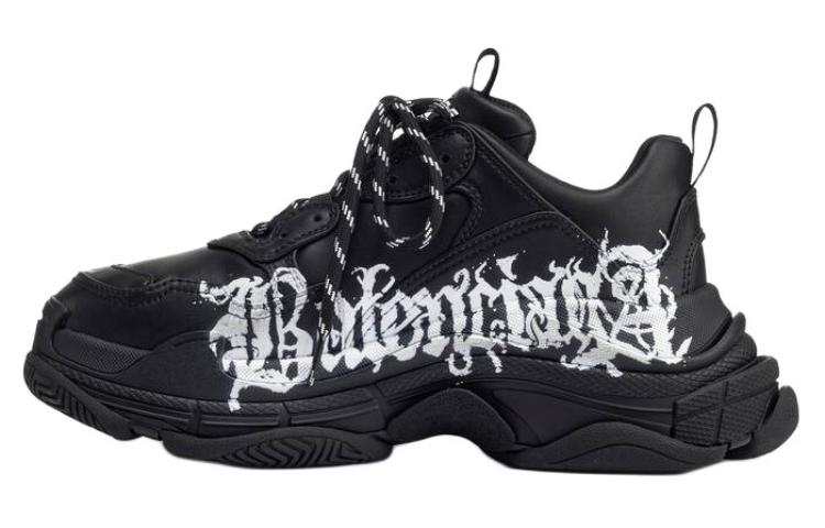 Balenciaga Triple S Cow Leather Low top Chunky Sneakers Women's Black