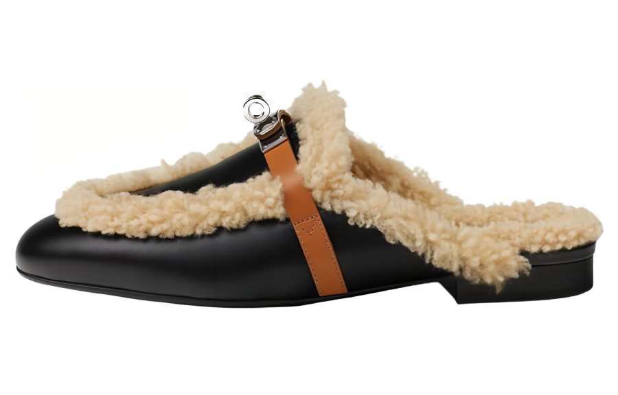 HERMES HERMES Oz Closed Toe Slippers Women's Black