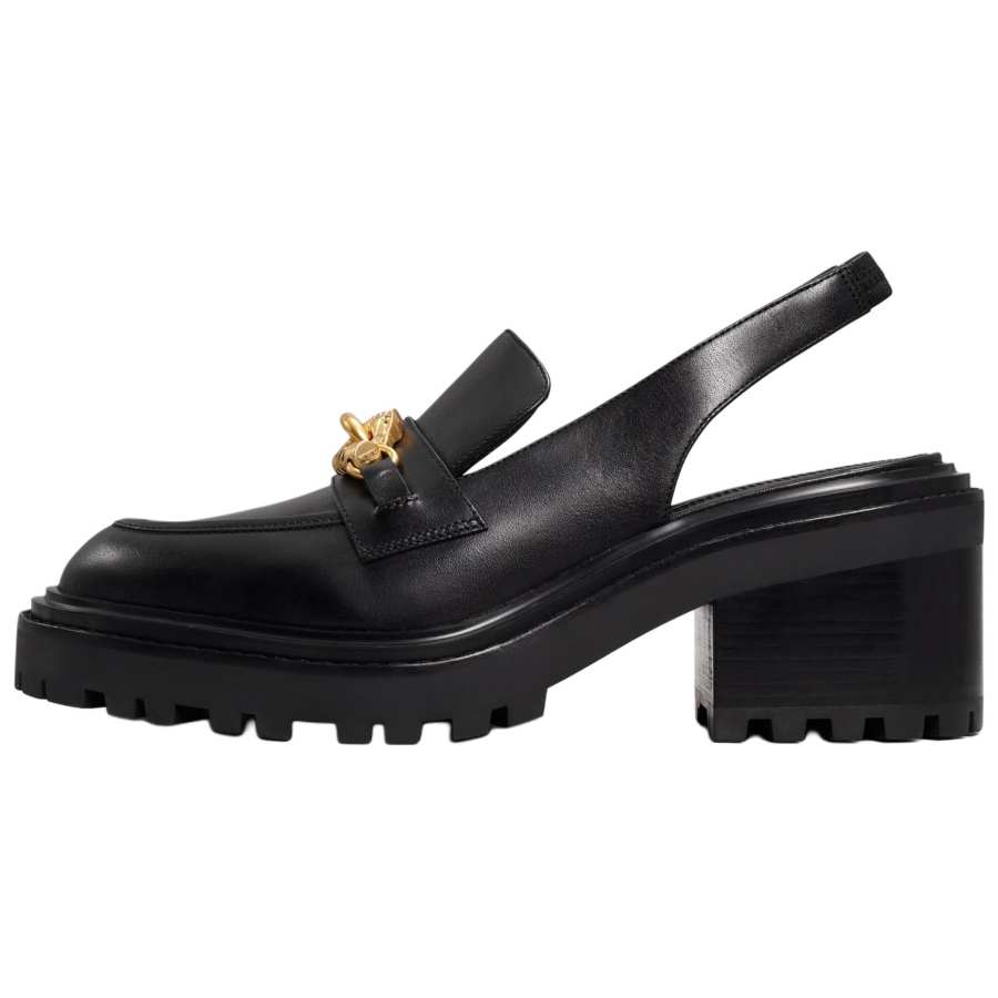 TORY BURCH Jessa Leather Block Heel Casual Shoes Women's Black