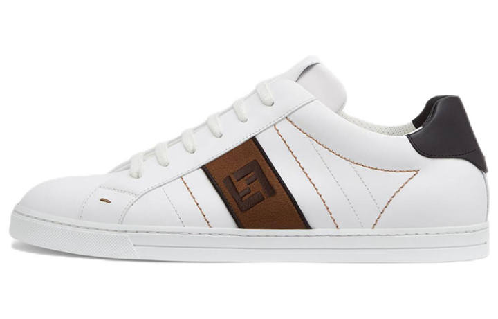 FENDI FENDI Ff Leather Low Top White Brown