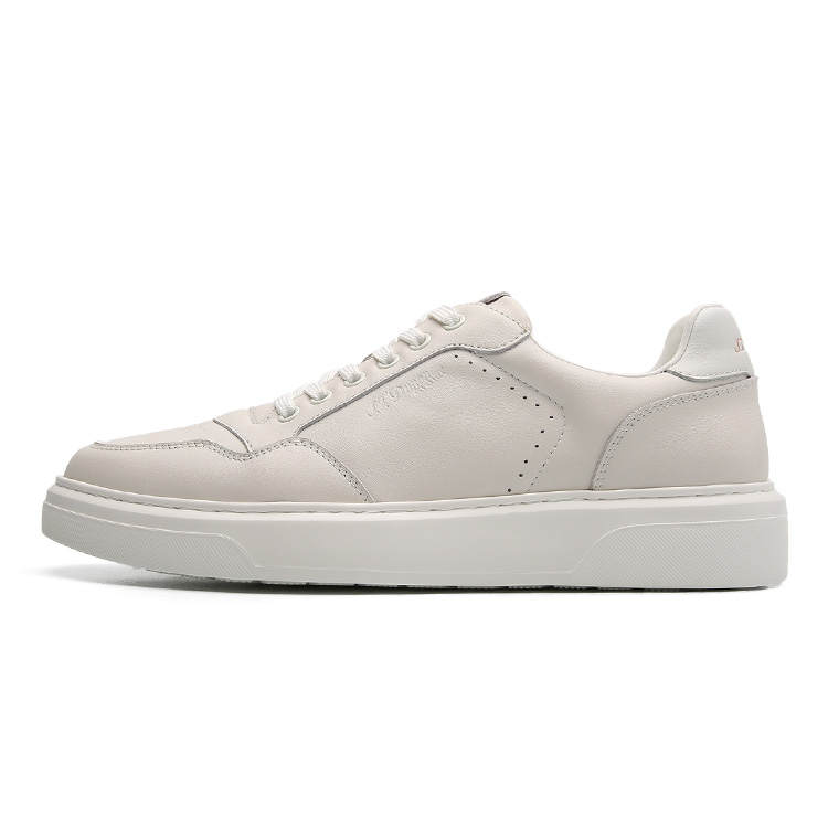 S.T.Dupont S. T.DUPONT Top Grain Cow Leather Skateboard Shoes Men's White