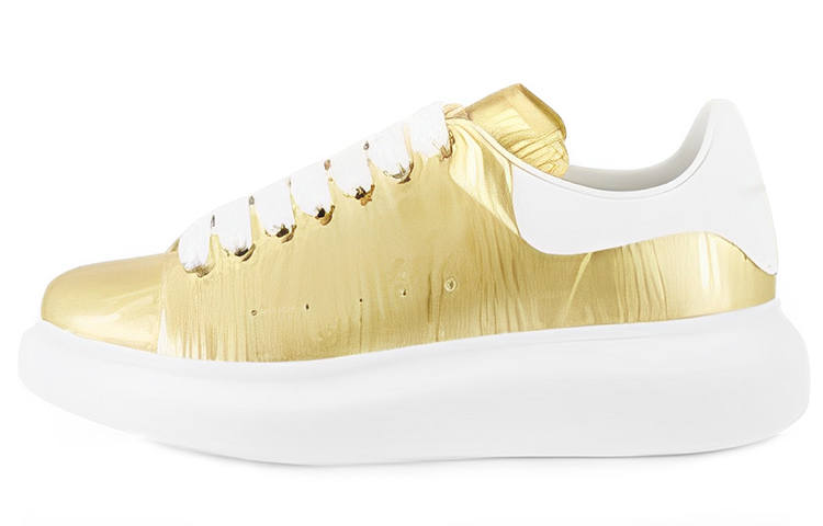 Alexander McQueen Oversized Sneaker Low top Skateboard Shoes Women's Gold White