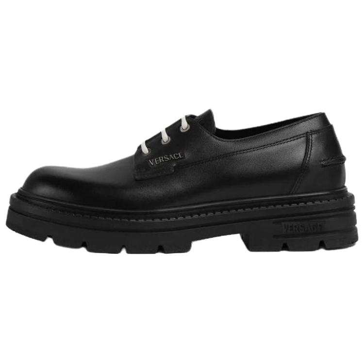 VERSACE Adriano Cow Leather Casual Shoes 4cm Men's Black