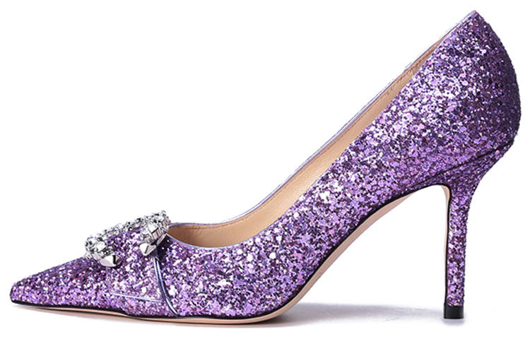 Jimmy Choo Saresa Shinny Leather Slim Heel High Heels 6.5cm Women's Purple