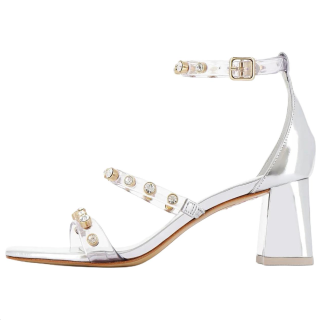 Sophia Webster Rosalind Gem Leather One Strap Sandals 6CM Women's Silver