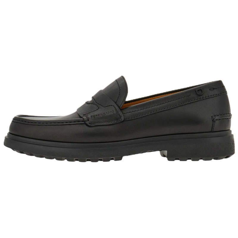 FERRAGAMO Cow Leather Loafers Men's Black