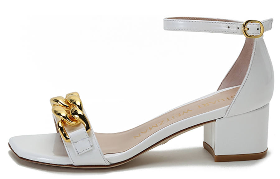 Stuart Weitzman Stuart Weitzman/SW Leather One Strap Sandals Women's White Gold