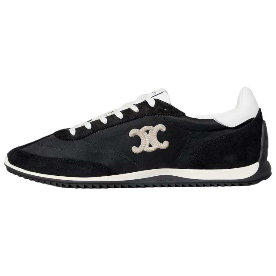 CELINE Triomphe Racer Suede Low top Casual Shoes Men's Black & White