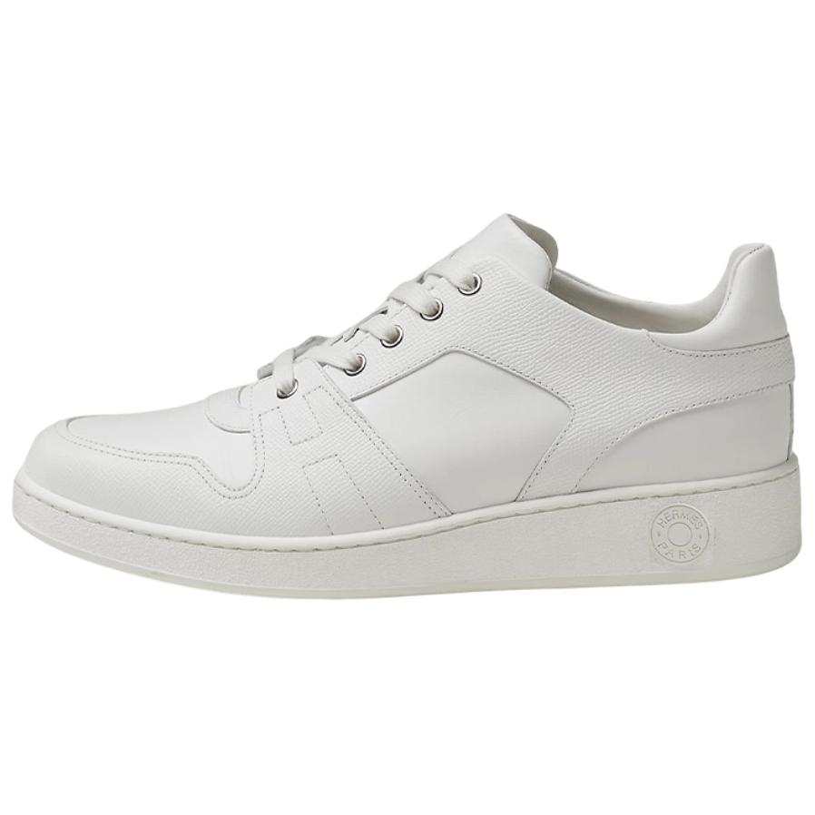 HERMES FREE Leather Low top Stylish Skateboarding Shoes Men's White