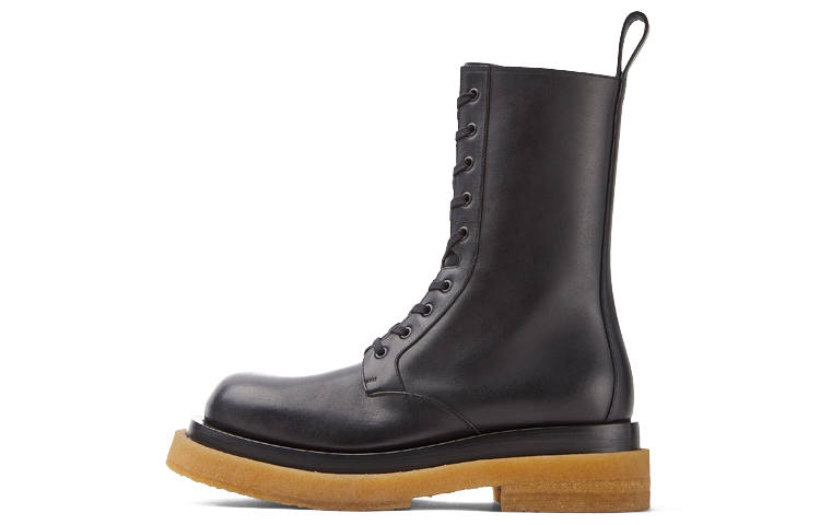 Bottega Veneta Military Calf Lace Up Boot Black