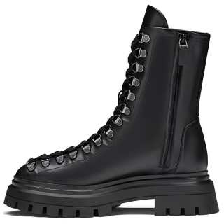 Stuart Weitzman/SW Bedford Lace Up Bootie Cow Leather Ankle Boots Women's Black