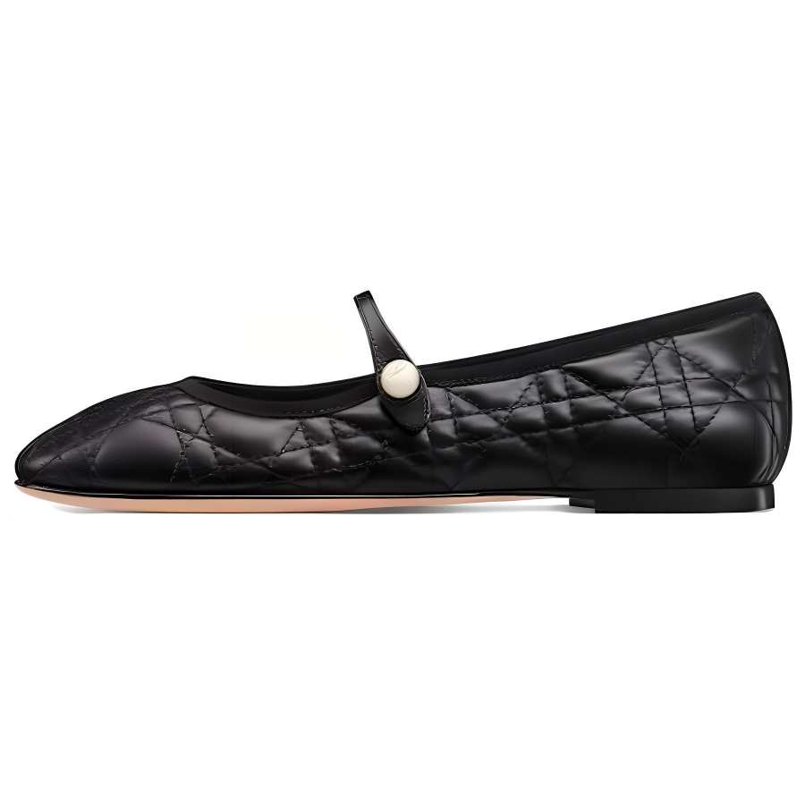 DIOR BALLET FLAT Leather Flat Casual Shoes Women's Black