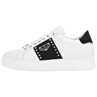 PHILIPP PLEIN Hexagon Leather Low top Skateboard Shoes Unisex White