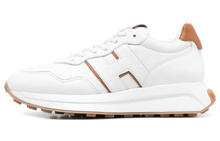 HOGAN H641 Leather Low top Casual Shoes Women's White & Brown
