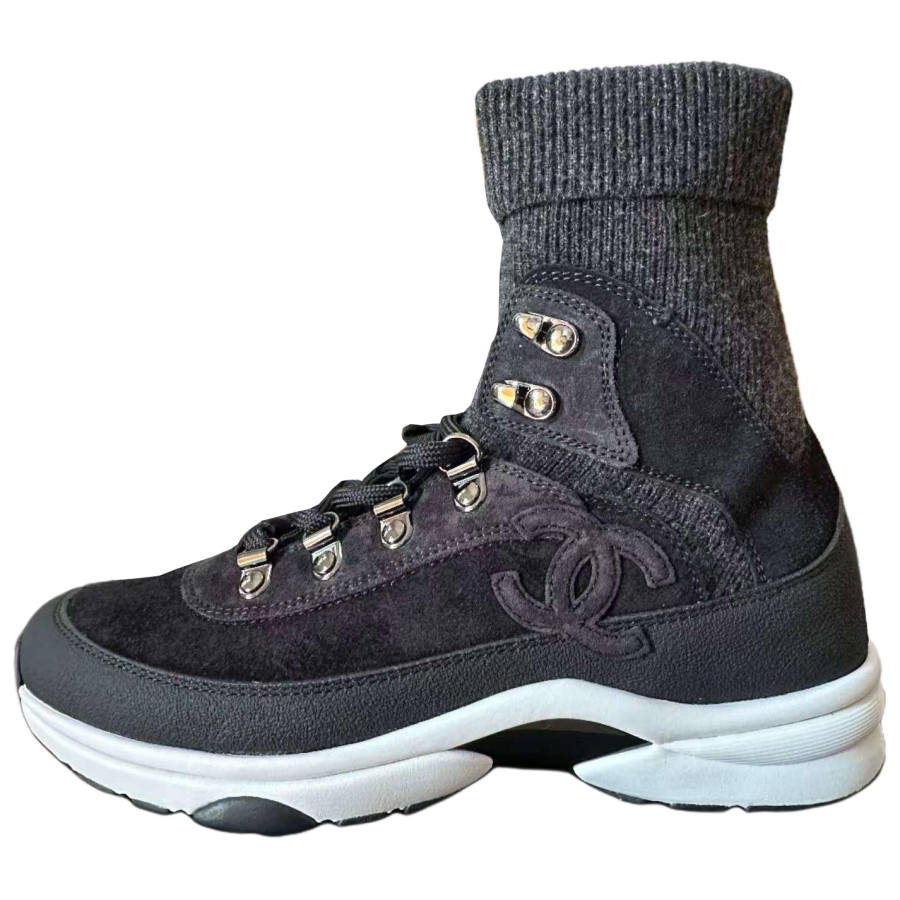 CHANEL 23B High top Casual Shoes Women's Gray