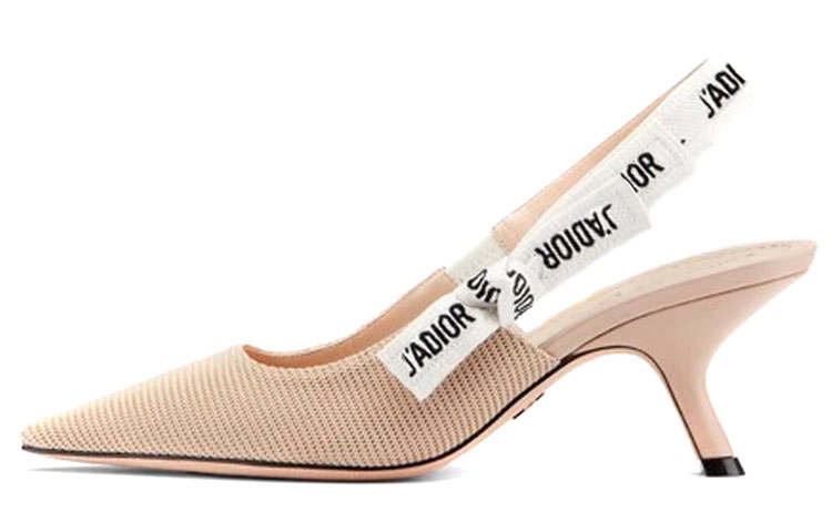 DIOR J'Adior Fabric Irregular Heel High Heels 6.5cm Women's Nude