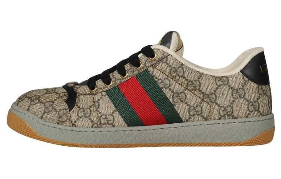 GUCCI Screener Distressed Shoes Stylish Skateboarding Shoes Men's Light Umber