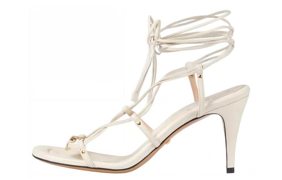 GUCCI Interlocking Leather Roman Sandals 7.5cm Women's Ecru
