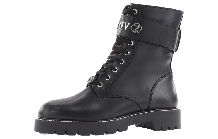 LOUIS VUITTON Territory Flat Ranger Boots 'Black With Silver Logo' Women's