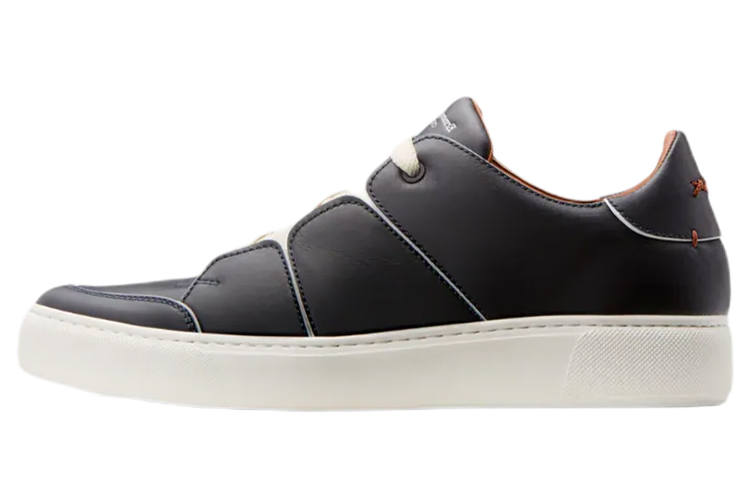 Ermenegildo Zegna Leather Smooth Low top Stylish Skateboarding Shoes Men's Marine Blue