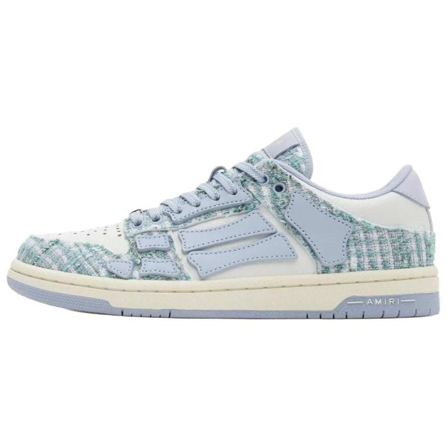 AMIRI Skel Top Low Cow Leather Low top Skateboard Shoes Women's Gray Blue