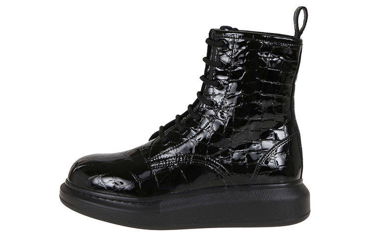 Alexander McQueen Crocodile Effect High Hybrid Boots 'Black' Women's
