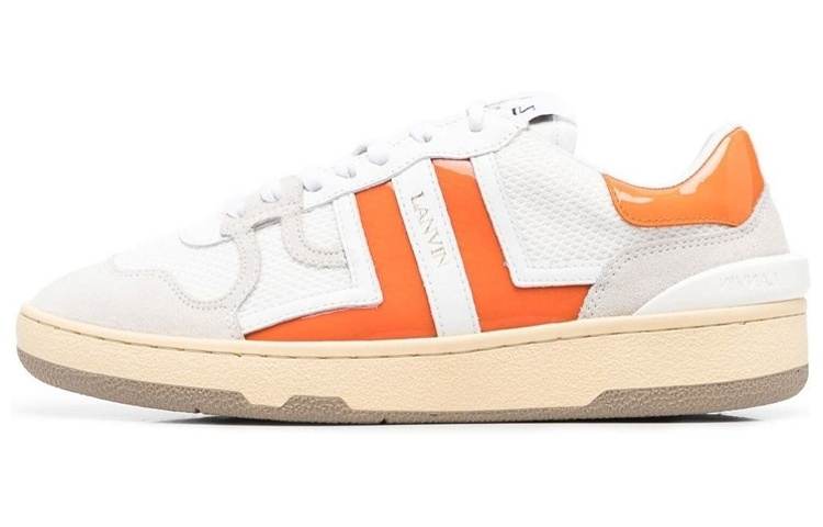 Lanvin Lace Up Low top Stylish Skateboarding Shoes Women's White Orange