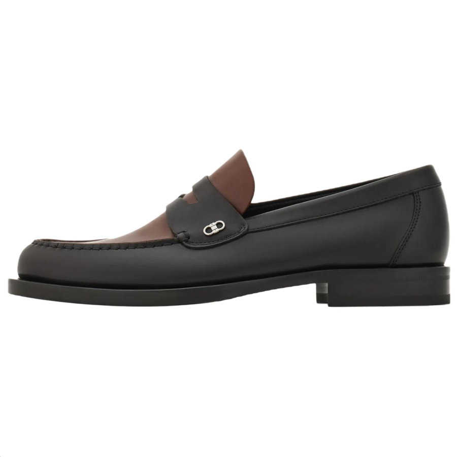 FERRAGAMO Gancini Cow Leather Loafers Men's Black