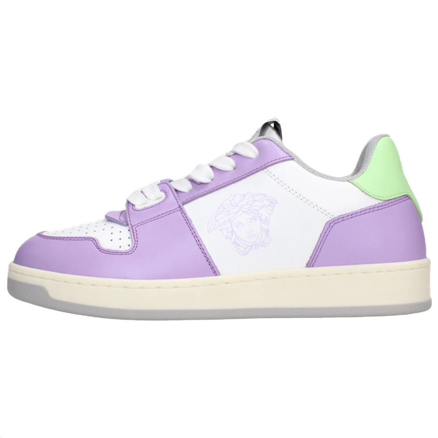 VERSACE Leather Low top Skateboard Shoes Women's Purple