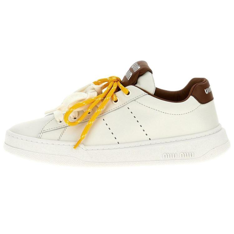 MIU MIU Leather Low top Skateboard Shoes Women's White