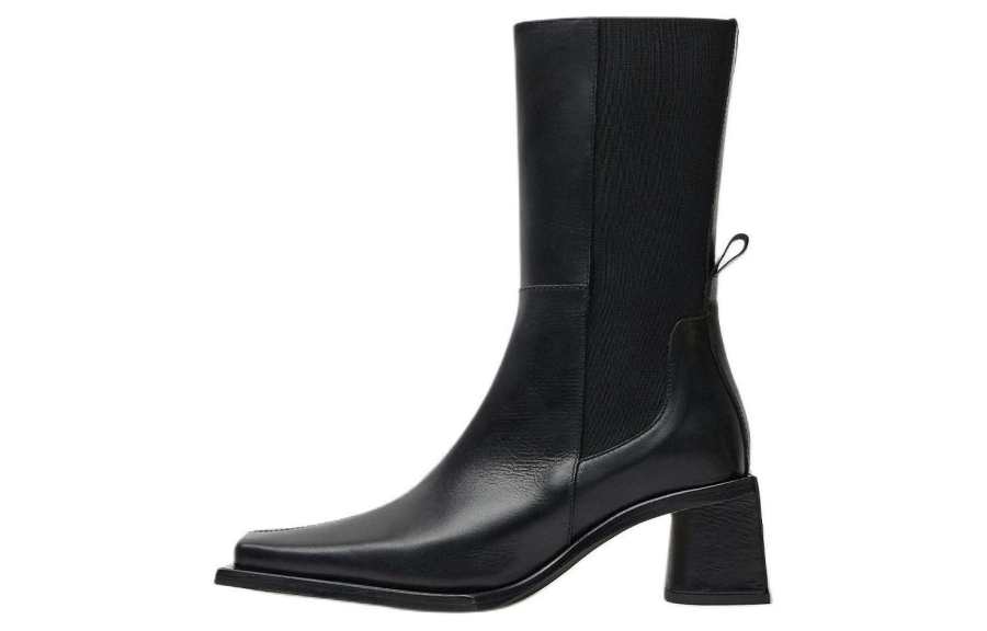 MIISTA Leather Ankle Boots 5cm Women's Black