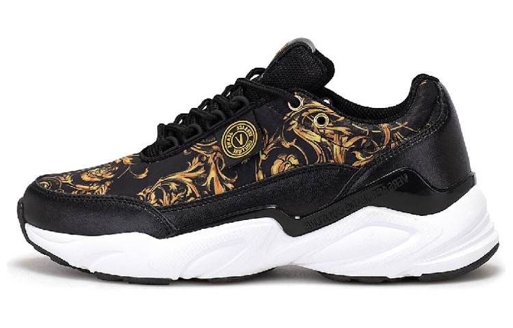 VERSACE JEANS COUTURE Versace Low top Sports Casual Shoes Women's Black Yellow
