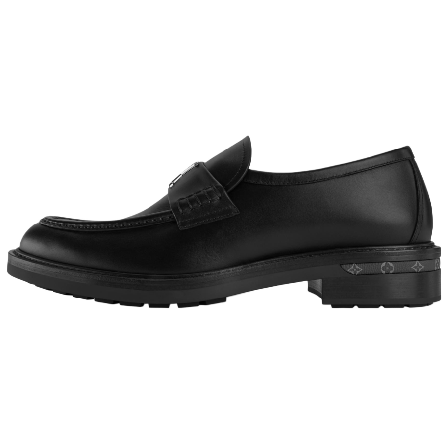 LOUIS VUITTON City Cow Leather Loafers Men's Black