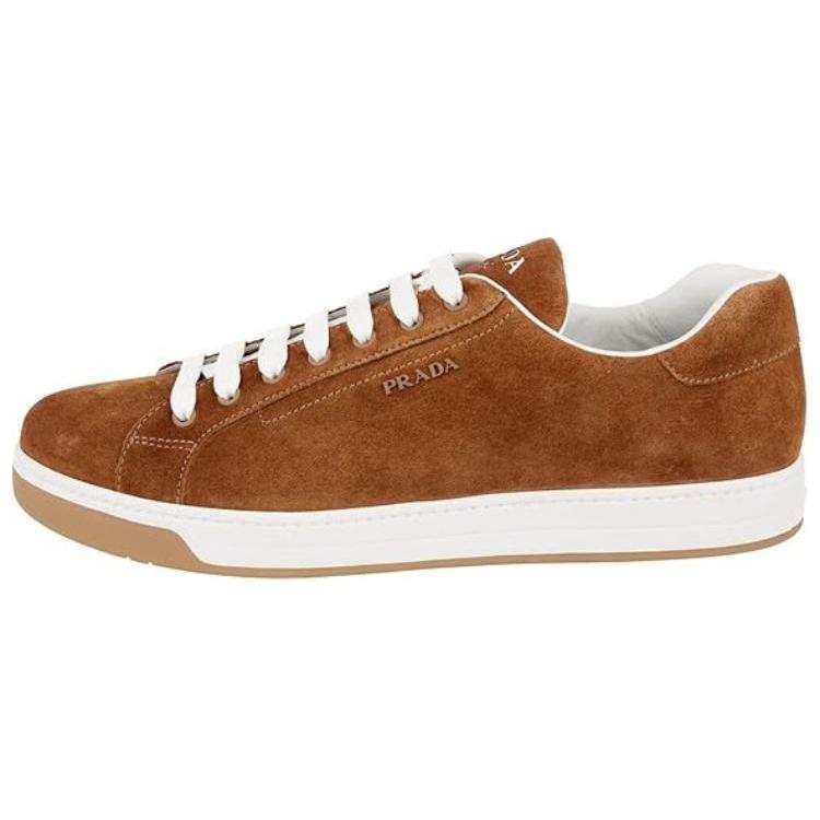PRADA PRADA Downtown Leather Low top Skateboard Shoes Men's Brown