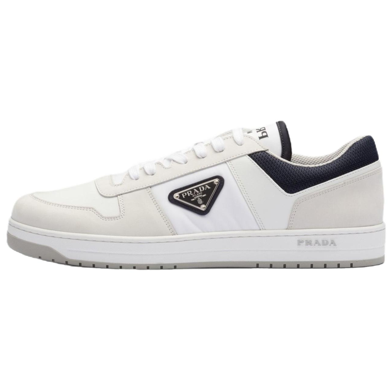 PRADA PRADA Downtown Leather Re Nylon Sneaker White Blue