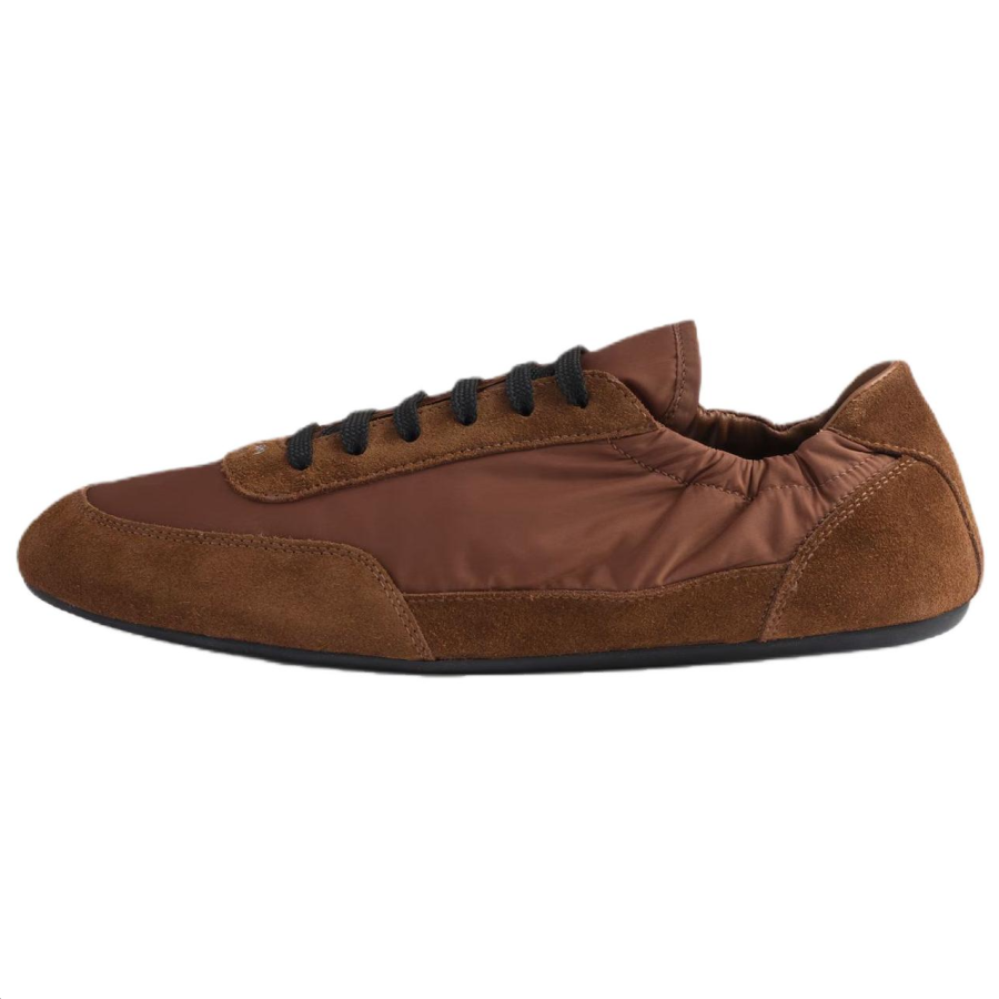 PRADA PRADA Re Nylon Collapse Leather, Suede Low top Casual Shoes Women's Red Sandalwood Wood Color