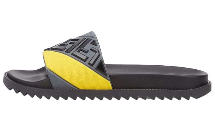 FENDI Slide Slippers Men's Black Yellow