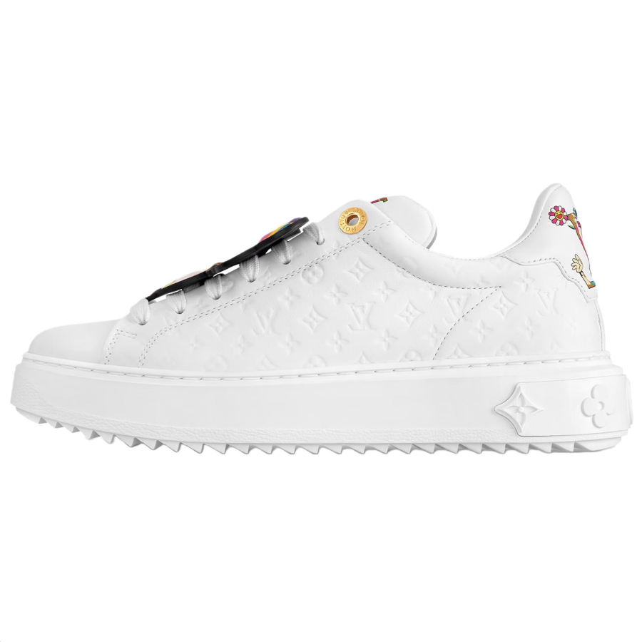 LOUIS VUITTON x Takashi Murakami Time Out Collaboration Cow Leather Low top Skateboard Shoes Women's White