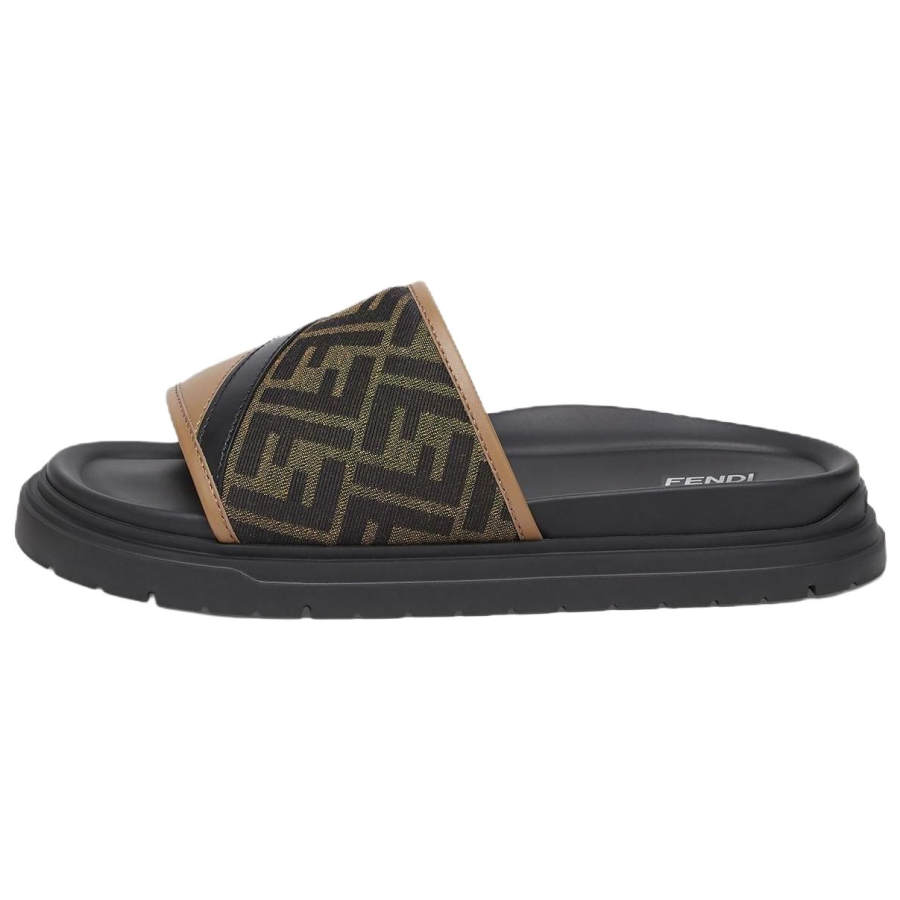 FENDI FENDI Diagonal Ff Jacquard Slides