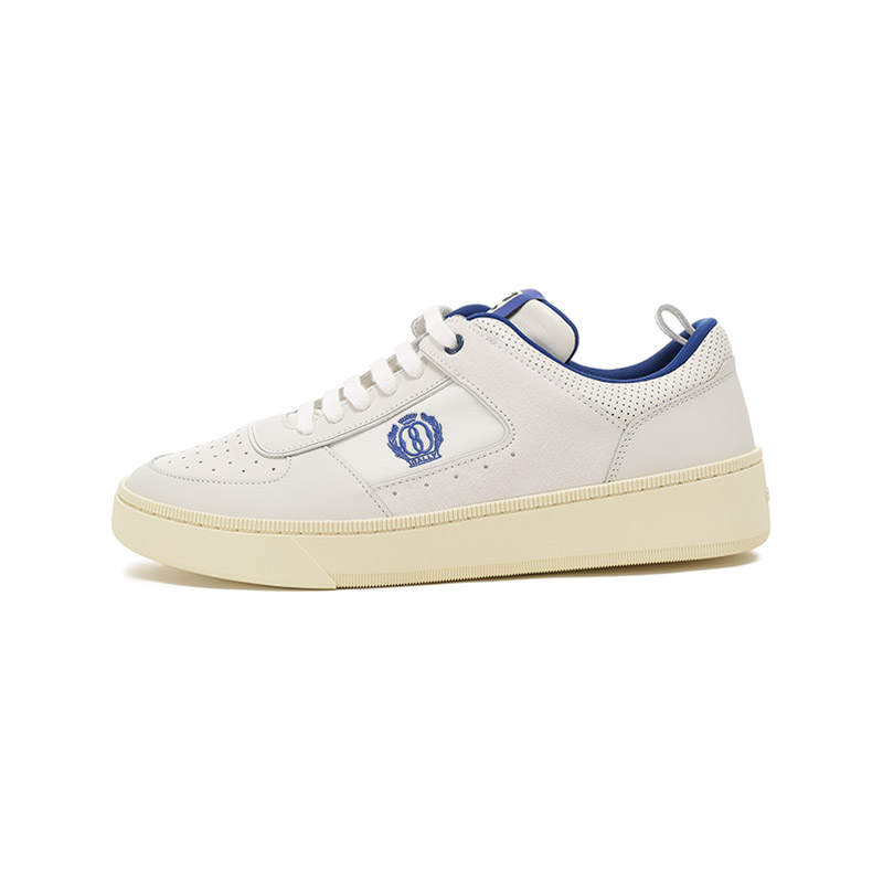 BALLY Raise Cow Leather Low top Skateboard Shoes Men's White Blue