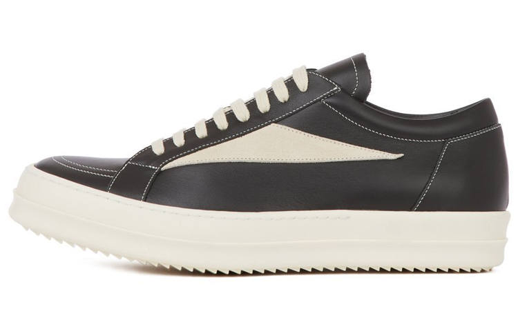 RICK OWENS EDFU Vintage Sneaks Leather Black Milk White Women's