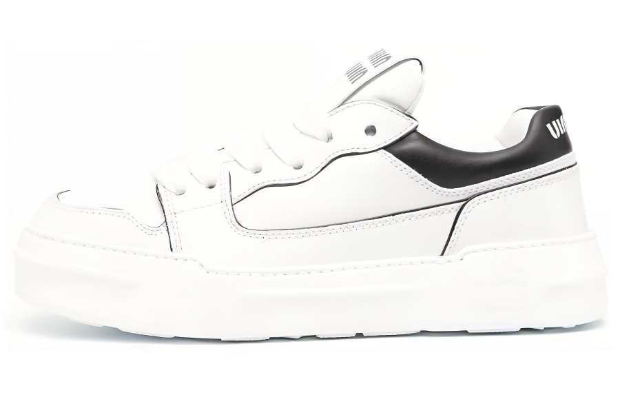 MIU MIU Cow Leather Low top Stylish Skateboarding Shoes Women's White Black